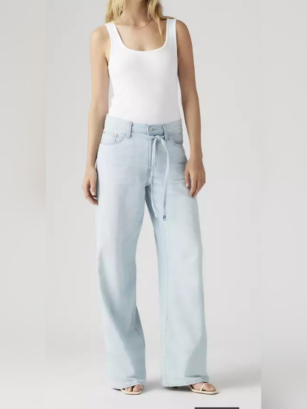 Levis Premium Womens XL Straight Linen Blend Mid Rise Baggy Wide Leg Jeans